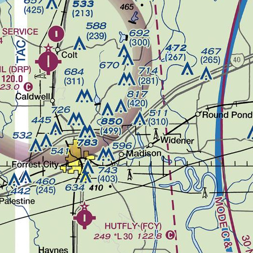 FAA VFR chart of Doublehead Bluff, AR
