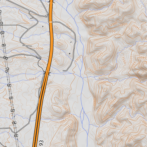 OpenTopoMap map of Moss Wash, AZ