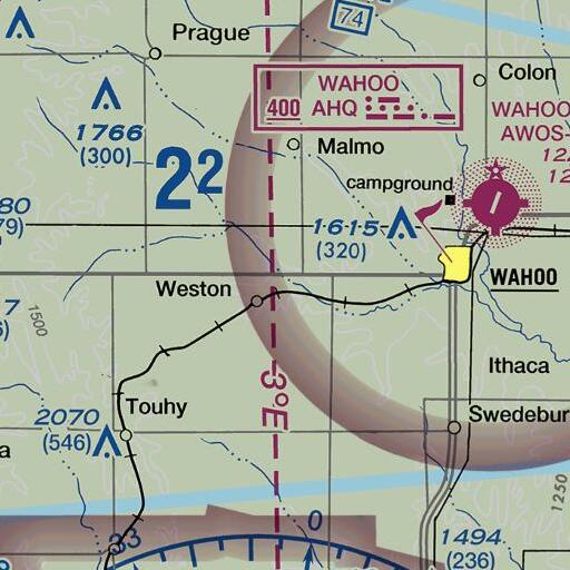 FAA VFR chart of North Fork Wahoo Creek, NE