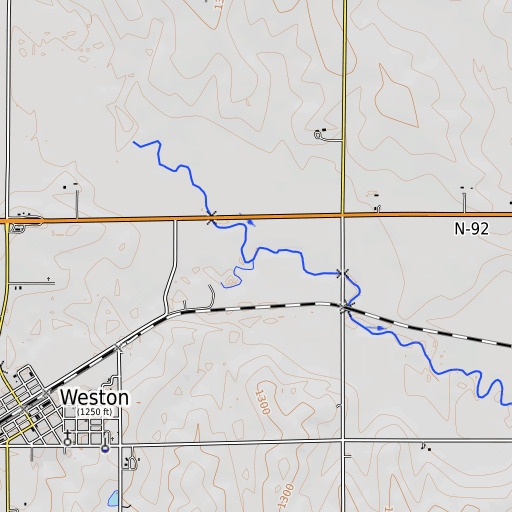 OpenTopoMap map of North Fork Wahoo Creek, NE