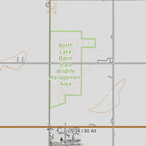 OpenTopoMap map of North Lake, NE