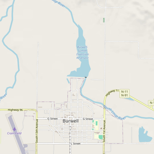 OpenStreetMap map of North Loup Dam, NE