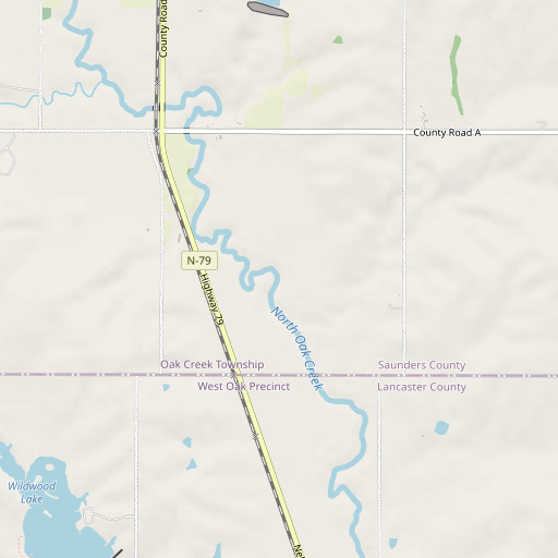 OpenStreetMap map of North Oak Creek, NE