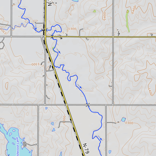 OpenTopoMap map of North Oak Creek, NE