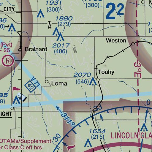 FAA VFR chart of North Oak Creek, NE
