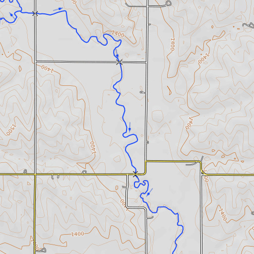 OpenTopoMap map of North Oak Creek, NE