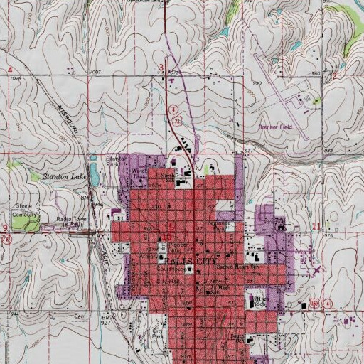 USGS 24K topo map of Falls City North Elementary School, NE
