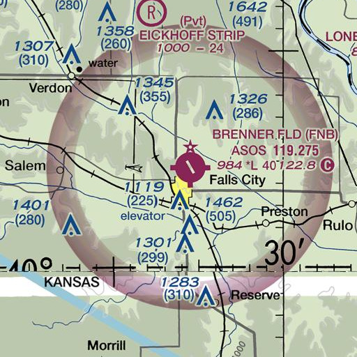 FAA VFR chart of Falls City North Elementary School, NE