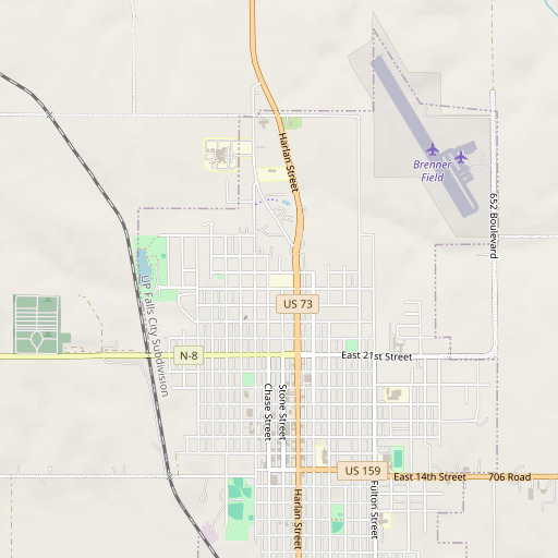 OpenStreetMap map of Falls City North Elementary School, NE