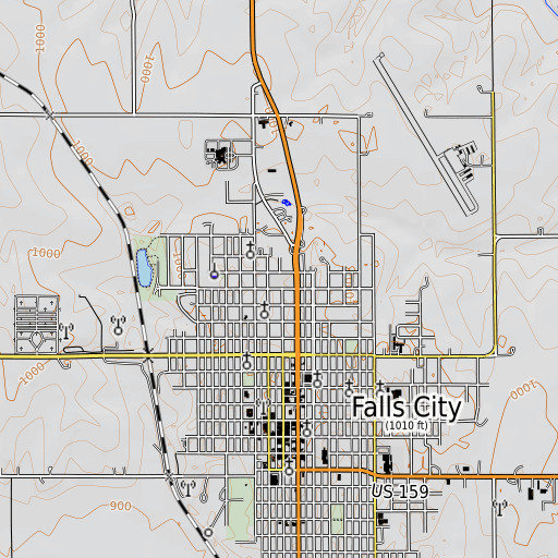 OpenTopoMap map of Falls City North Elementary School, NE