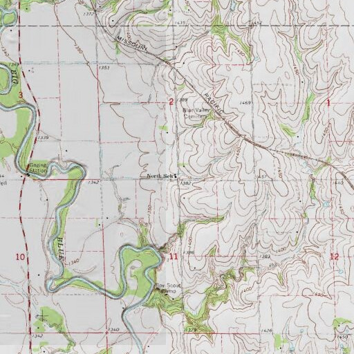 USGS 24K topo map of North School, NE