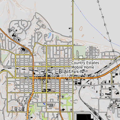 OpenTopoMap map of Blair North Elementary School, NE