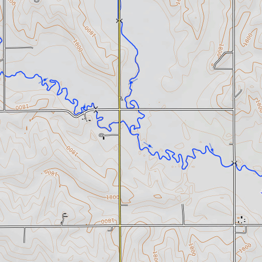 OpenTopoMap map of North Shell Creek, NE