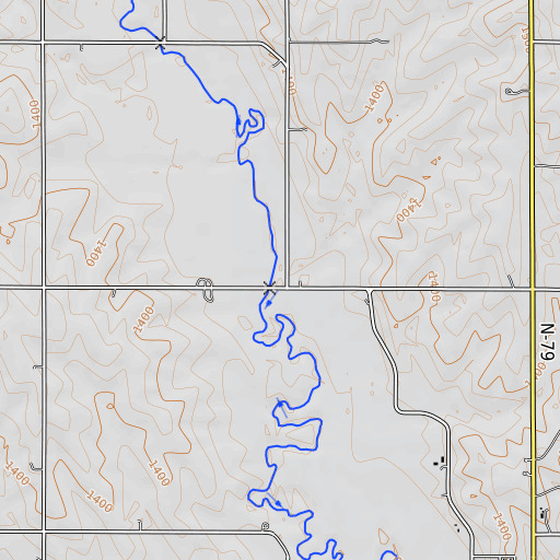 OpenTopoMap map of North Star School, NE