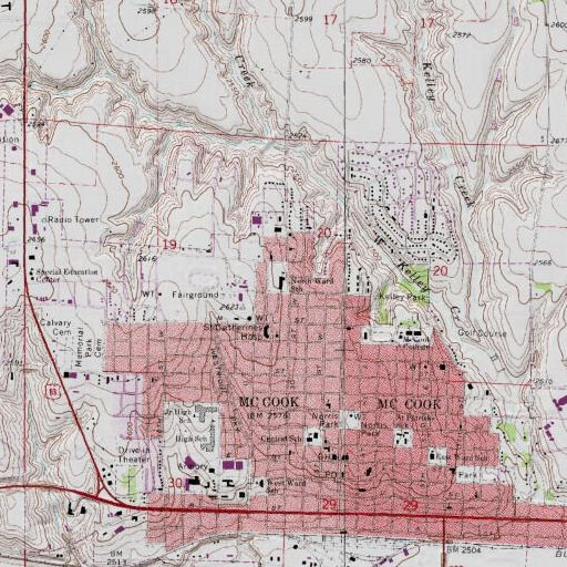USGS 24K topo map of North Ward Elementary School, NE