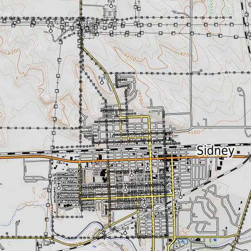 OpenTopoMap map of North Ward School, NE