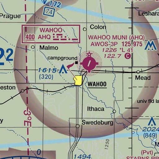 FAA VFR chart of North Ward School, NE