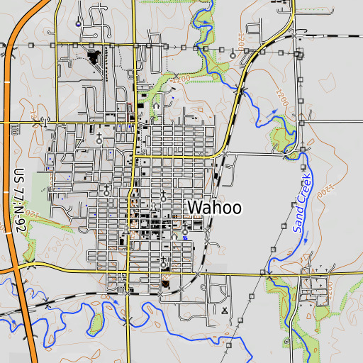 OpenTopoMap map of North Ward School, NE