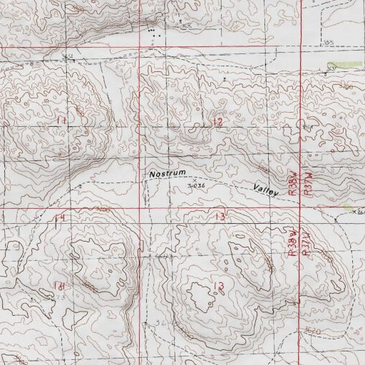 USGS 24K topo map of Nostrum Valley, NE