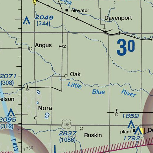 FAA VFR chart of Oak Cemetery, NE