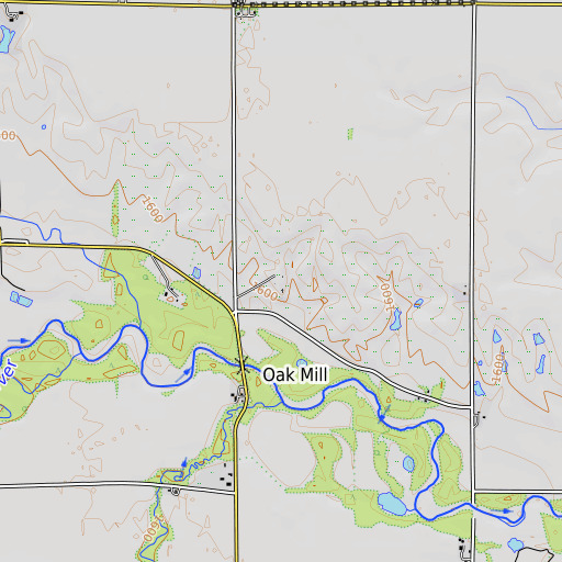 OpenTopoMap map of Oak Cemetery, NE