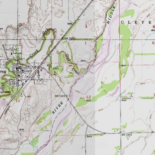 USGS 24K topo map of Oak Creek, NE