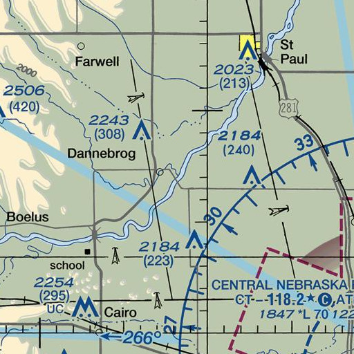 FAA VFR chart of Oak Creek, NE