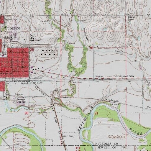 USGS 24K topo map of Oak Creek, NE