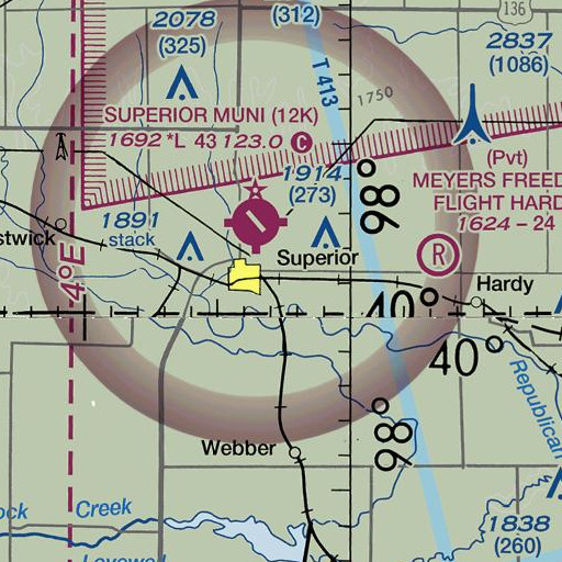FAA VFR chart of Oak Creek, NE