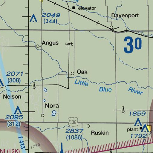 FAA VFR chart of Oak Creek, NE