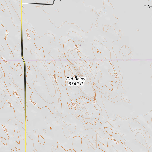 OpenTopoMap map of Old Baldy, NE