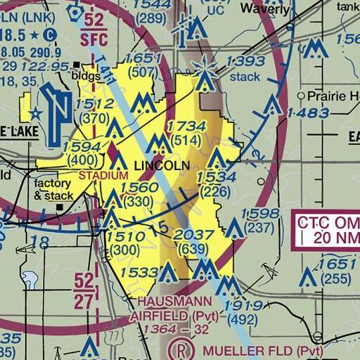 FAA VFR chart of Pius X High School, NE