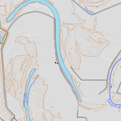 OpenTopoMap map of Old River, AR