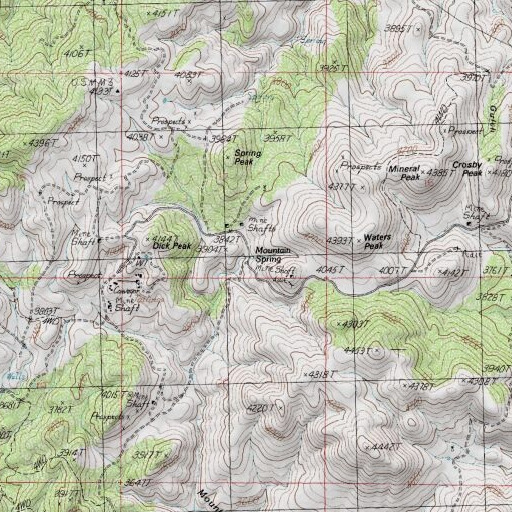 USGS 24K topo map of Mountain Spring, AZ