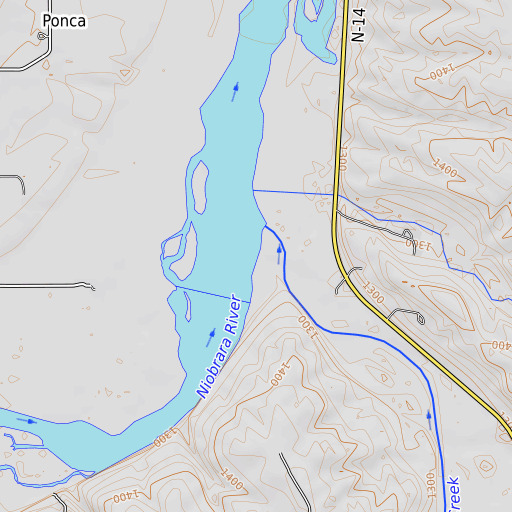 OpenTopoMap map of Verdigre Creek, NE