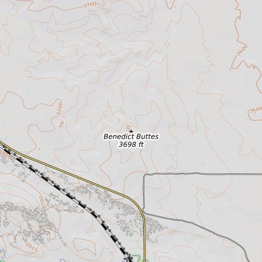 OpenTopoMap map of Benedict Buttes, NE