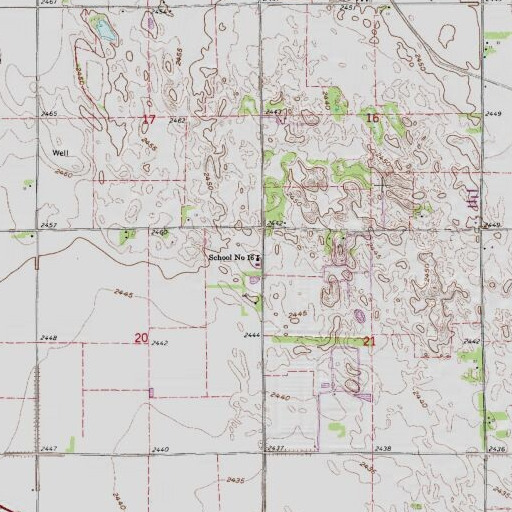 USGS 24K topo map of School Number 16, NE