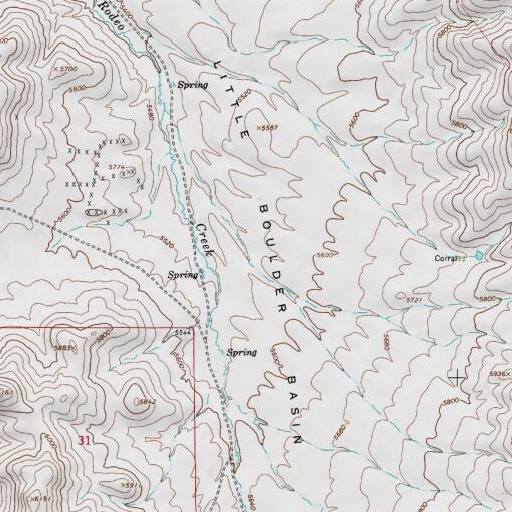 USGS 24K topo map of Little Boulder Basin, NV