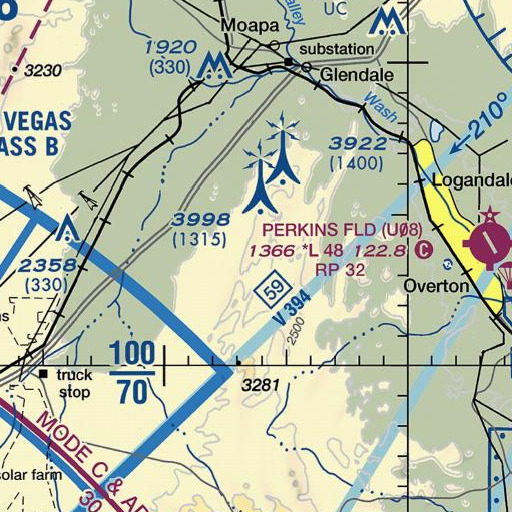 FAA VFR chart of North Muddy Mountains, NV