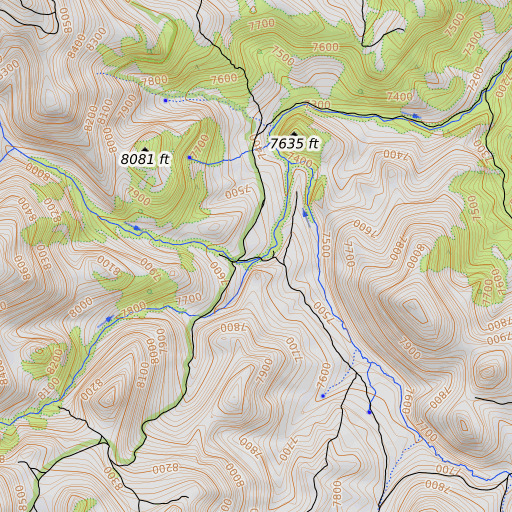 OpenTopoMap map of Pole Creek, NV