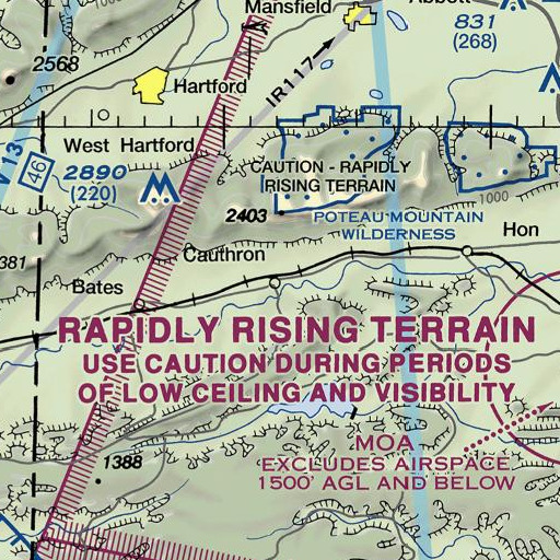 FAA VFR chart of Cauthron Post Office, AR