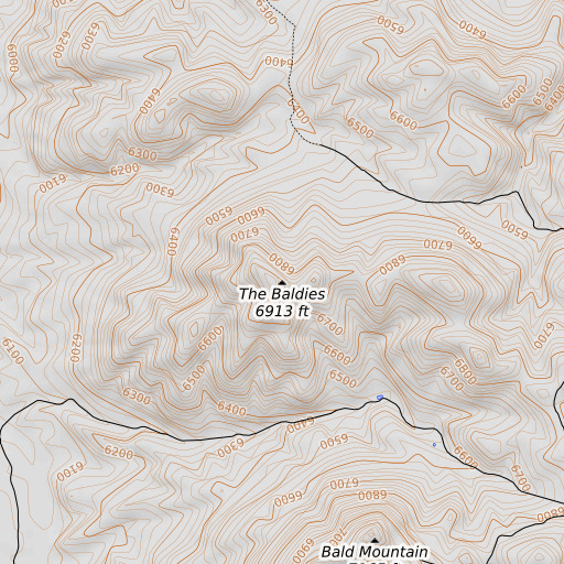 OpenTopoMap map of The Baldies, NV