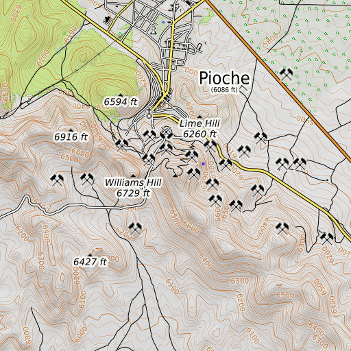 OpenTopoMap map of Treasure Hill, NV