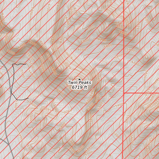 OpenTopoMap map of Twin Peaks, NV