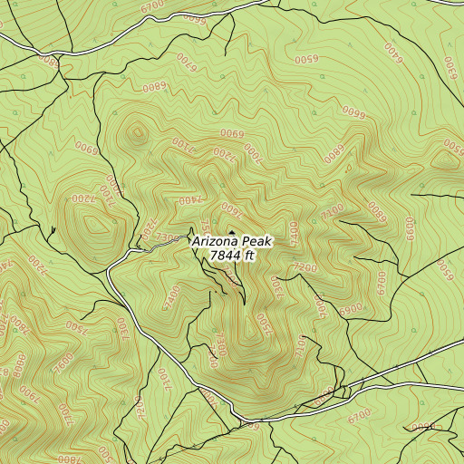 OpenTopoMap map of Arizona Peak, NV