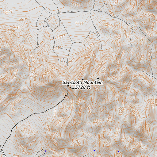 OpenTopoMap map of Sawtooth Mountain, NV