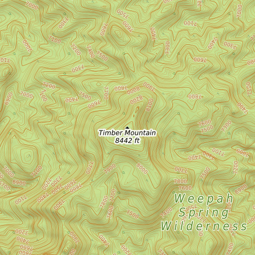 OpenTopoMap map of Timber Mountain, NV