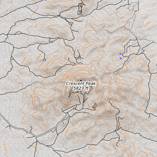OpenTopoMap map of Crescent Peak, NV