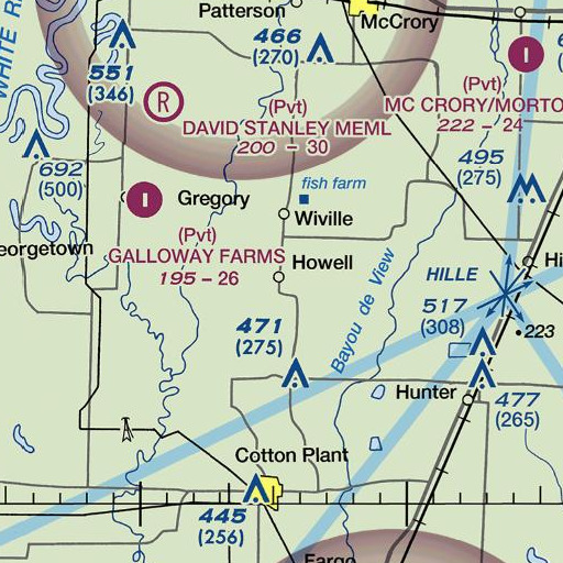 FAA VFR chart of Howell Post Office, AR