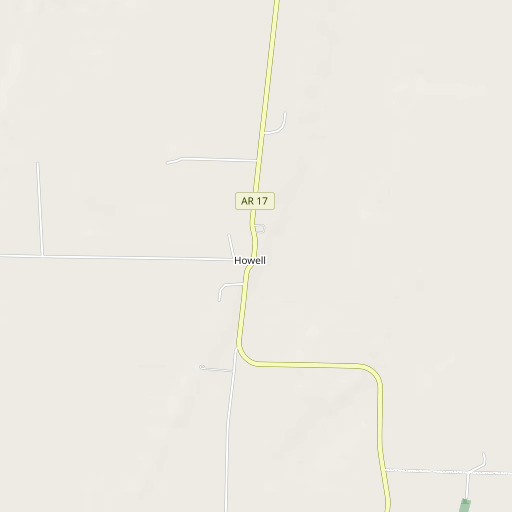 OpenStreetMap map of Howell Post Office, AR